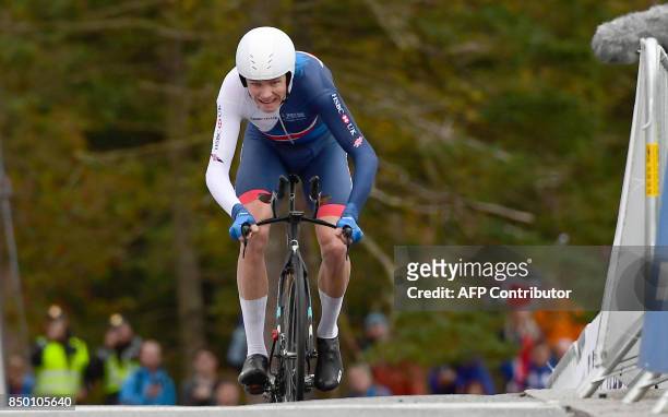 Chris Froome from Great Brittain competes in the UCI Cycling Road World Championships men elite individual time trial on September 20, 2017 in...