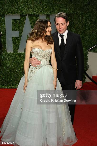 Actors Sarah Jessica Parker and Matthew Broderick arrive at the 2009 Vanity Fair Oscar Party hosted by Graydon Carter held at the Sunset Tower on...