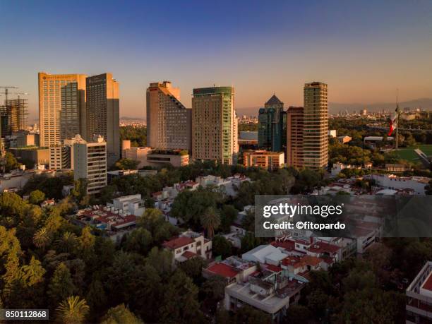 hotel area view of polanco skyline - mexico skyline stock pictures, royalty-free photos & images