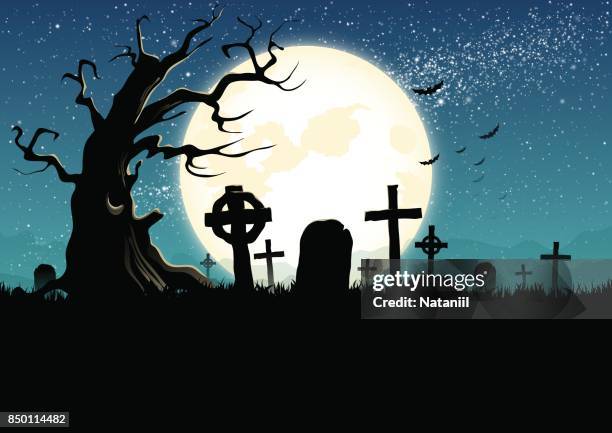 graveyard - grave stock illustrations