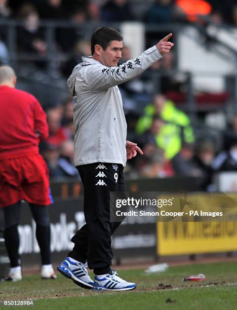 Derby County manager Nigel Clough during the npower Football League Championship match at Pride Park, Derby.