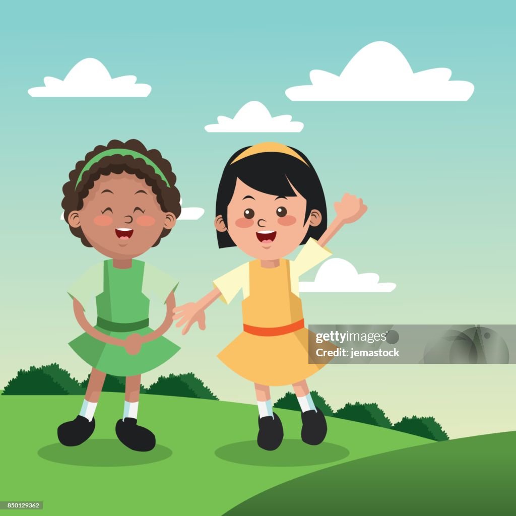 Grupo De Niños De Dibujos Animados De Niñas Felices Ilustración de stock - Getty Images Grupo De Niños De Dibujos Animados De Niñas Felices Ilustración de stock - Getty Images
