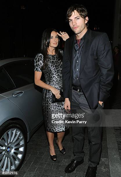 Actress Demi Moore and actor Ashton Kutcher arrive in the all-new BMW 7 Series to enjoy Hollywood Domino Game Night benefiting The Art of Elysium...