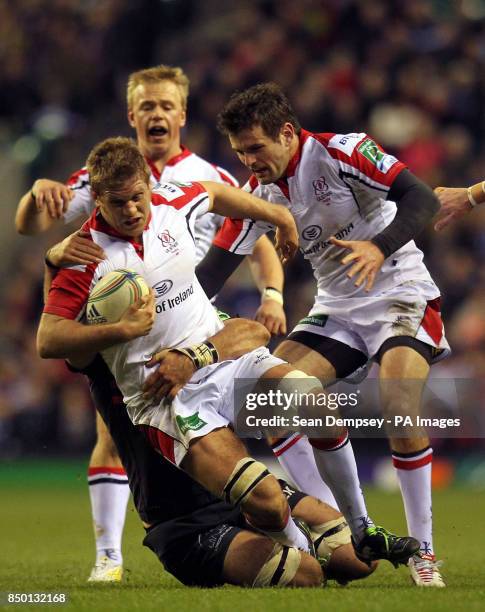 Ulster's Chris Henry is tackled during the Heineken Cup, Quarter Final match at Twickenham, London.