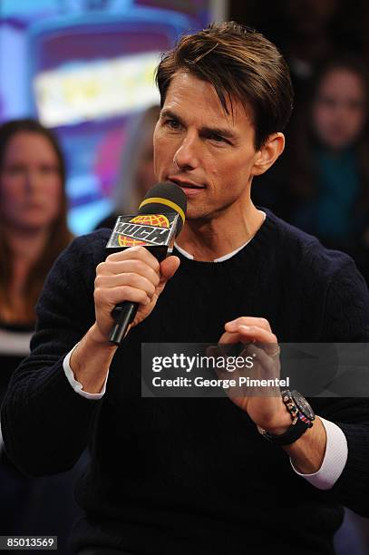 Actor Tom Cruise visits MuchOnDemand for a live interview about his upcoming movie "Valkyrie" at the MuchMusic HQ on December 8, 2008 in Toronto,...