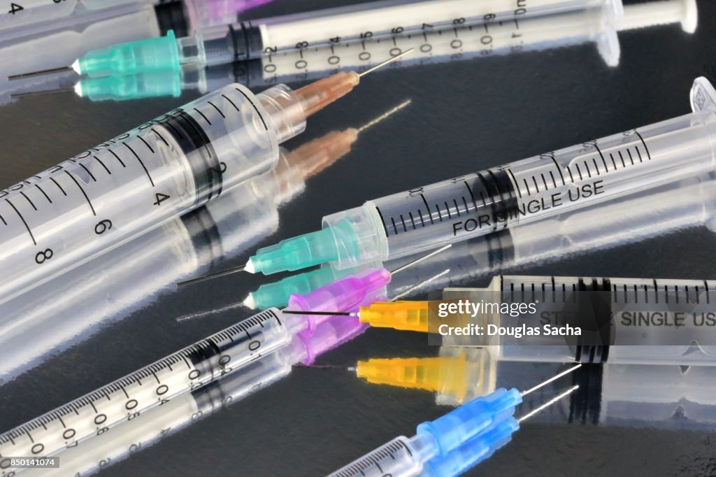 Variety of medical Syringes with Hypodermic needles