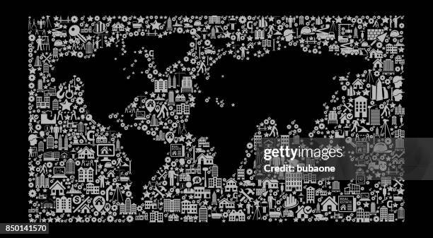 world map construction industry vector icon pattern - housing development australia stock illustrations