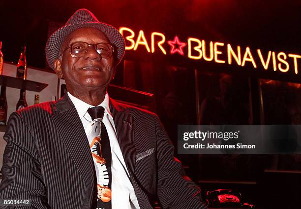 Piano player Guillermo Rubalcaba Gonzalez, member of the legendary Cuban music band 'Buena Vista Social Club' poses on stage of Prinzregenten theatre...