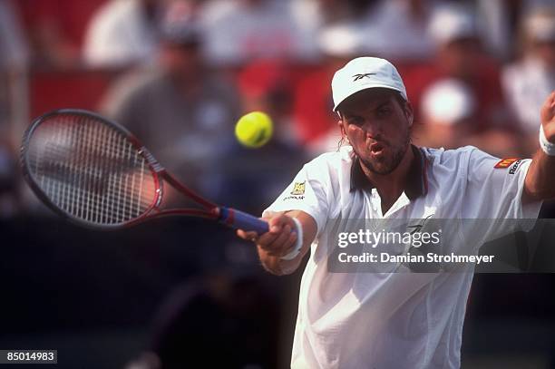 Australia Patrick Rafter in action vs USA during Quarterfinals at Longwood Cricket Club. Chestnut Hill, MA 7/16/1999 CREDIT: Damian Strohmeyer