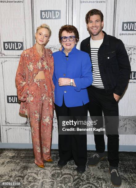 Andrea Riseborough, Billie Jean King, and Austin Stowell visit Build to discuss "Battle of the Sexes" at Build Studio on September 20, 2017 in New...