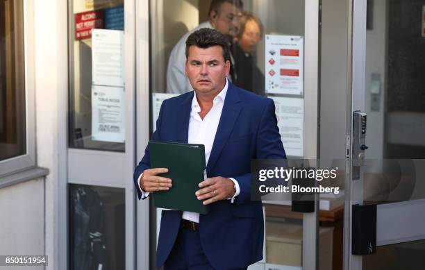 Dominic Chappell, former owner of BHS Ltd., leaves Brighton Magistrates' Court in Brighton, U.K., on Wednesday, Sept. 20, 2017. Chappell is facing...