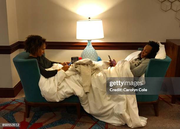 At the Sheraton Old San Juan, in Puerto Rico, people are waiting out hurricane Maria on the second floor, some with their pets.