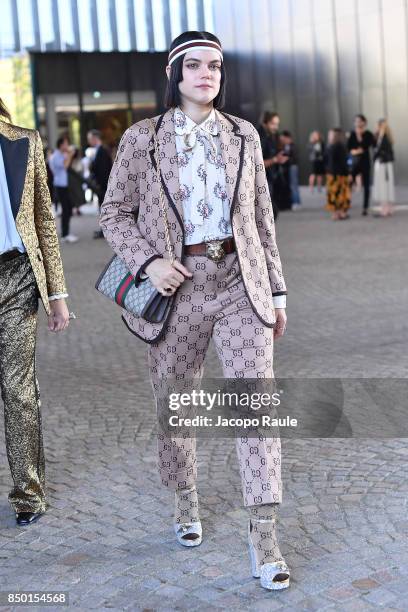 Soko is seen leaving the Gucci show during Milan Fashion Week Spring/Summer 2018 on September 20, 2017 in Milan, Italy.