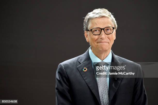 Bill & Melinda Gates Foundation co-founder Bill Gates speaks speaks at Goalkeepers 2017, at Jazz at Lincoln Center on September 20, 2017 in New York...