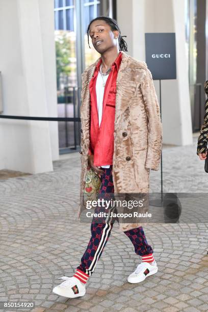 Rocky is seen leaving the Gucci show during Milan Fashion Week Spring/Summer 2018 on September 20, 2017 in Milan, Italy.