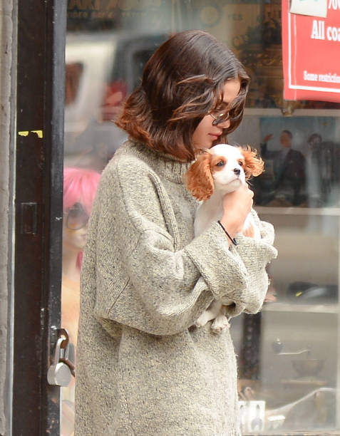 Actress/Singer Selena Gomez is seen with her dog walking in Soho on September 20, 2017 in New York City.