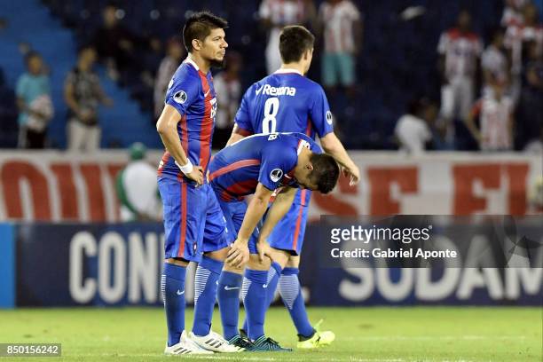 Marcos Riveros of Cerro Porteño looks dejected after a second leg match between Junior and Cerro Porteño as part of round of 16 of Copa CONMEBOL...
