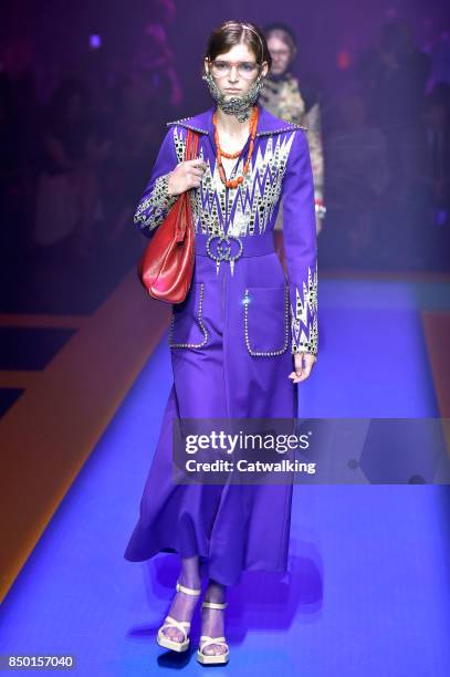 Model walks the runway at the Gucci Spring Summer 2018 fashion show during Milan Fashion Week on September 20, 2017 in Milan, Italy.