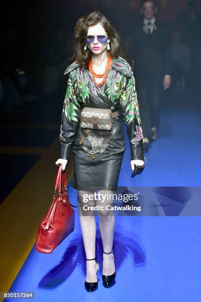 Model walks the runway at the Gucci Spring Summer 2018 fashion show during Milan Fashion Week on September 20, 2017 in Milan, Italy.