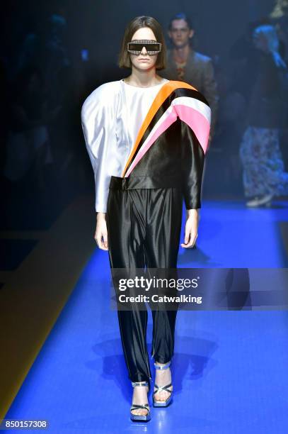 Model walks the runway at the Gucci Spring Summer 2018 fashion show during Milan Fashion Week on September 20, 2017 in Milan, Italy.