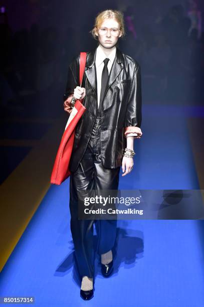 Model walks the runway at the Gucci Spring Summer 2018 fashion show during Milan Fashion Week on September 20, 2017 in Milan, Italy.