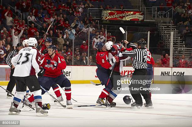 Washington Capitals Alex Ovechkin during fight vs Colorado Avalanche Wojtek Wolski . Washington, DC 2/20/2009 CREDIT: Lou Capozzola