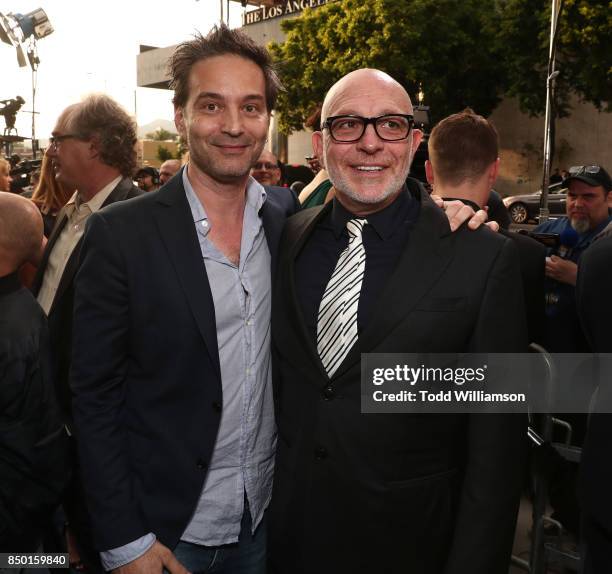 Composer Jeff Russo and Akiva Goldsman attend the premiere of CBS's "Star Trek: Discovery" at The Cinerama Dome on September 19, 2017 in Los Angeles,...