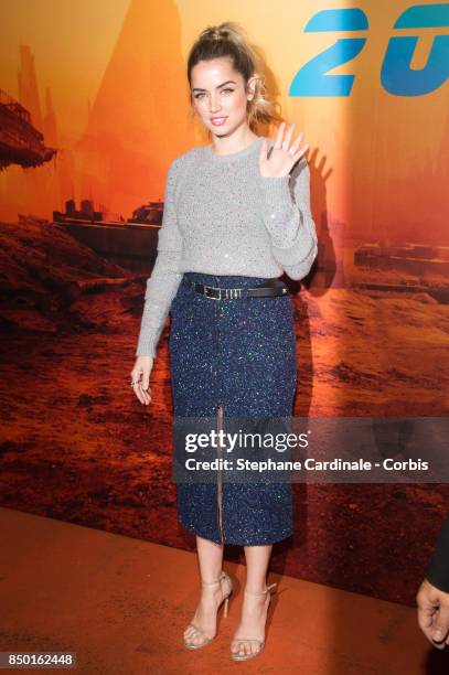 Actress Ana de Armas attends the "Blade Runner 2049" Photocall at Hotel Le Bristol on September 20, 2017 in Paris, France.