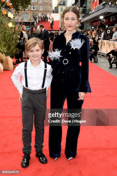 Kelly Macdonald and Will Tilston attend the 'Goodbye Christopher Robin' World Premiere held at Odeon Leicester Square on September 20, 2017 in...