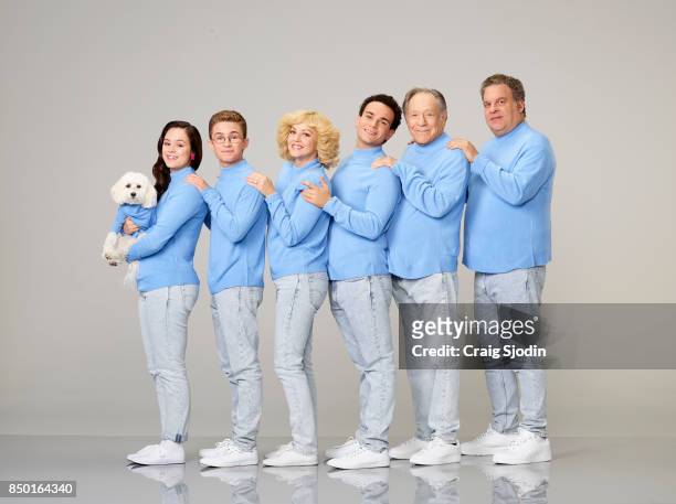 Walt Disney Television via Getty Imagess "The Goldbergs" stars Hayley Orrantia as Erica Goldberg, Sean Giambrone as Adam Goldberg, Wendi...