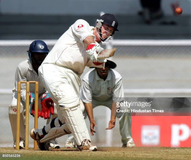 Cricket: England's Ian Blackwell in action during the final day of the opening tour match against the CCI President's XI at the Brabourne Stadium in...