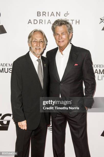 Neil Portnow and David Foster attend the 2017 GRAMMY Museum Gala Honoring David Foster at The Novo by Microsoft on September 19, 2017 in Los Angeles,...