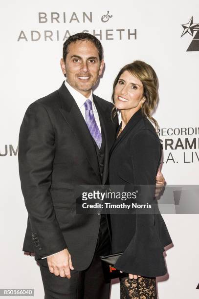 Brian Sheth and Adria Sheth attend the 2017 GRAMMY Museum Gala Honoring David Foster at The Novo by Microsoft on September 19, 2017 in Los Angeles,...