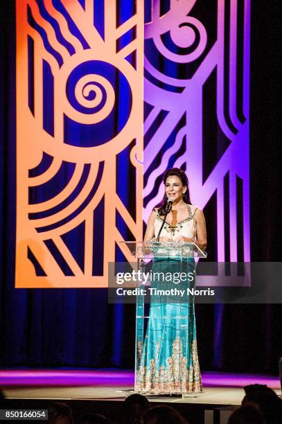 Giselle Fernandez speaks during the 2017 GRAMMY Museum Gala Honoring David Foster at The Novo by Microsoft on September 19, 2017 in Los Angeles,...