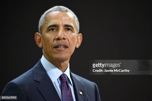 President Barack Obama speaks at Goalkeepers 2017, at Jazz at Lincoln Center on September 20, 2017 in New York City. Goalkeepers is organized by the...