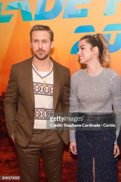 Actors Ryan Gosling and Ana de Armas attend the "Blade Runner 2049" Photocall at Hotel Le Bristol on September 20, 2017 in Paris, France.