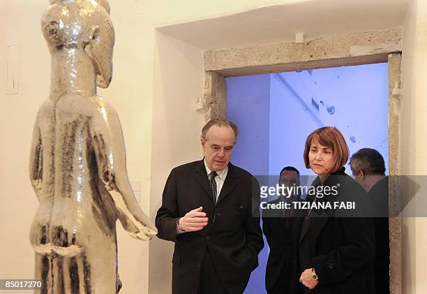 French Culture Minister Christine Albanel is pictured next to nephew of former French President Francois Mitterand, Frederic Mitterand , during a...