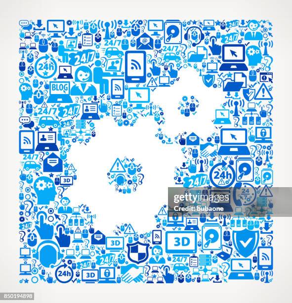 gears tech support vector icon pattern - human machine interface stock illustrations