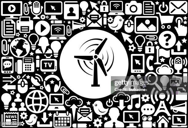 stockillustraties, clipart, cartoons en iconen met wind power pictogramachtergrond zwart-wit internet technologie - windrad energie