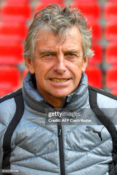 Rennes' French coach Christian Gourcuff poses during the official presentation of the French L1 football Club Stade Rennais FC on September 19, 2017...