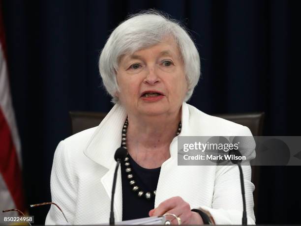 Federal Reserve Board Chairwoman Janet Yellen speaks during a news conference following a meeting of the Federal Open Market Committee September 20,...