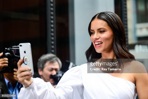 Model Adriana Lima leaves the "AOL Build" taping at the AOL Studios on September 20, 2017 in New York City.