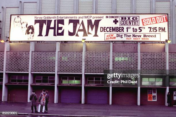 Photo of VENUES and BILLBOARDS and JAM, Hoarding outside Wembley Arena advertising The Jam's 5 nights of concerts in December 1982