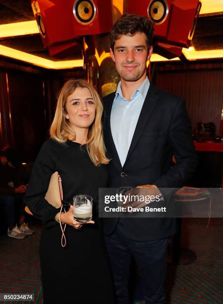 Georgia Davies and Steffan Davies attend the YOSUZI Spring/Summer 2018 collection preview party at Isabel Mayfair on September 20, 2017 in London,...