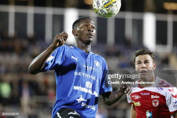 Aboubakar Keita of Halmstad BK receives the ball at Orjans Vall on September 20, 2017 in Halmstad, Sweden.