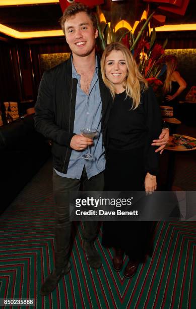 Alexander Gardner and Georgia Davies attend the YOSUZI Spring/Summer 2018 collection preview party at Isabel Mayfair on September 20, 2017 in London,...
