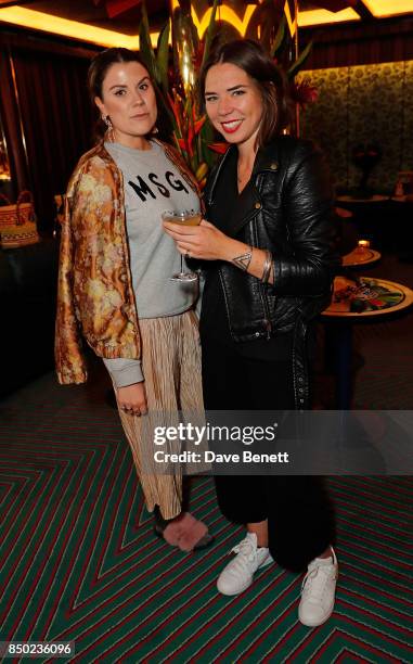Chloe Bosher and Amy Rowell attend the YOSUZI Spring/Summer 2018 collection preview party at Isabel Mayfair on September 20, 2017 in London, England.