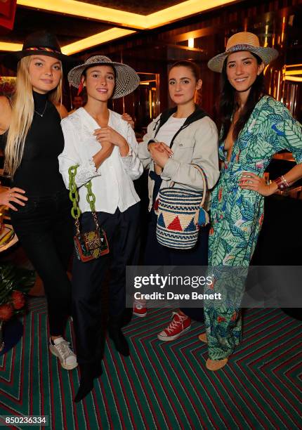 Maddie Jupp, Billie Carroll, Bea Shepard and Yosuzi Sylvester attend the YOSUZI Spring/Summer 2018 collection preview party at Isabel Mayfair on...