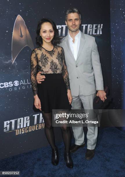 Actress Linda Park and husband/actor Daniel Bess arrive for the Premiere Of CBS's "Star Trek: Discovery" held at The Cinerama Dome on September 19,...