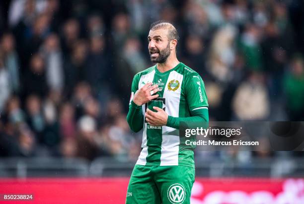 Kennedy Bakircioglu of Hammarby IF during the Allsvenskan match between Hammarby IF and IFK Goteborg at Tele2 Arena on September 20, 2017 in...